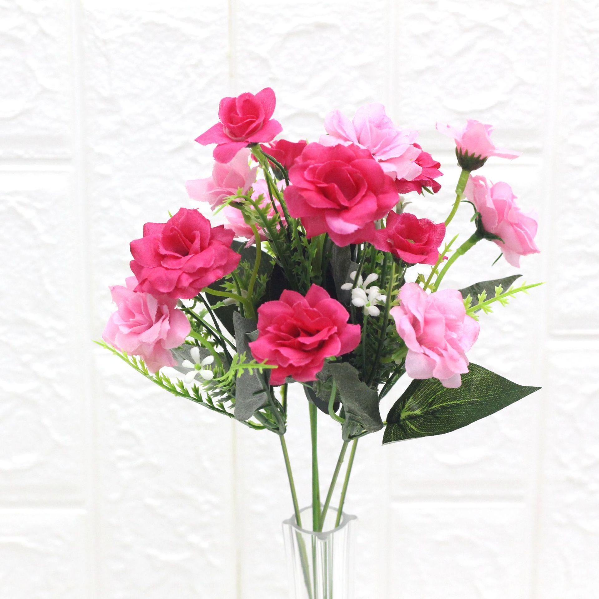 现货防真把束花批发15头水草花角玫瑰仿真花假花绢花家居酒店餐厅