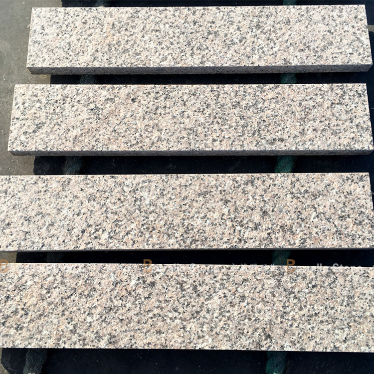 粉红色花岗岩路侧石 花岗岩路沿石 樱花红条石 粉色