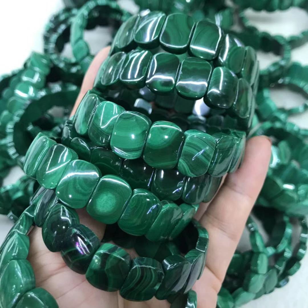新品天然孔雀石手排 小清新绿孔雀石干净无杂手链 纹路清晰 批发