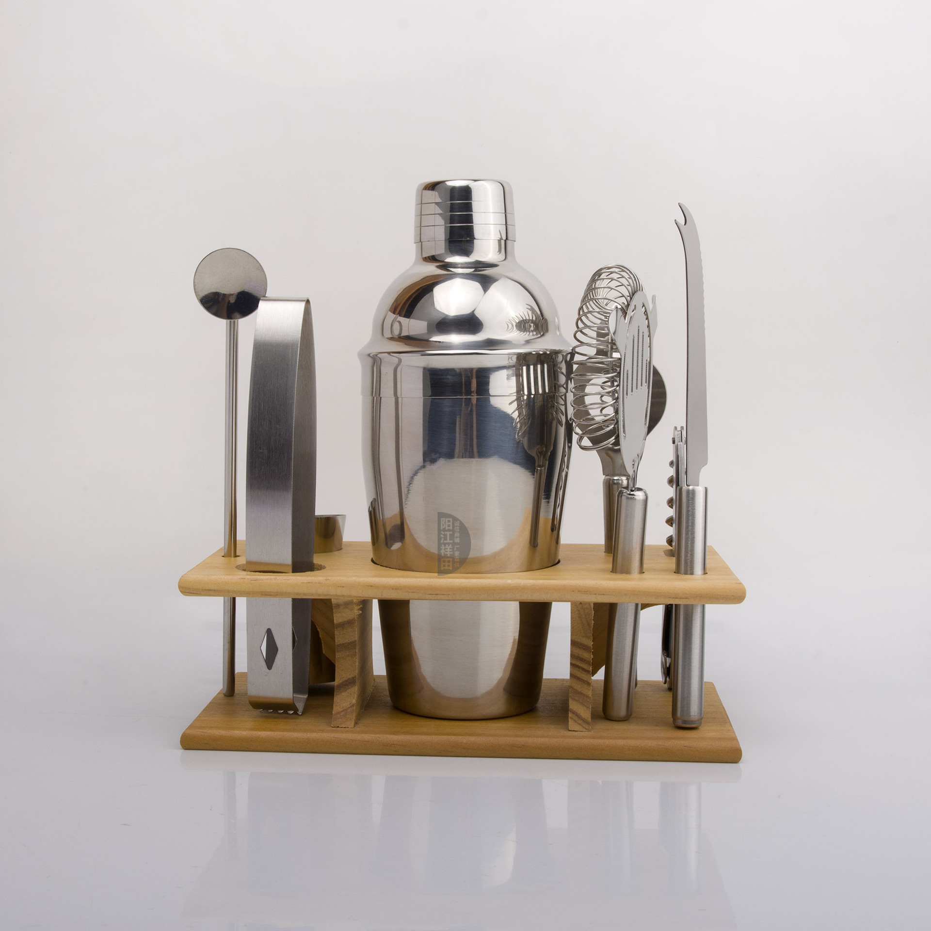 不锈钢鸡尾酒调酒套装 调酒9件套 日式雪克壶 酒吧工具碎冰棒