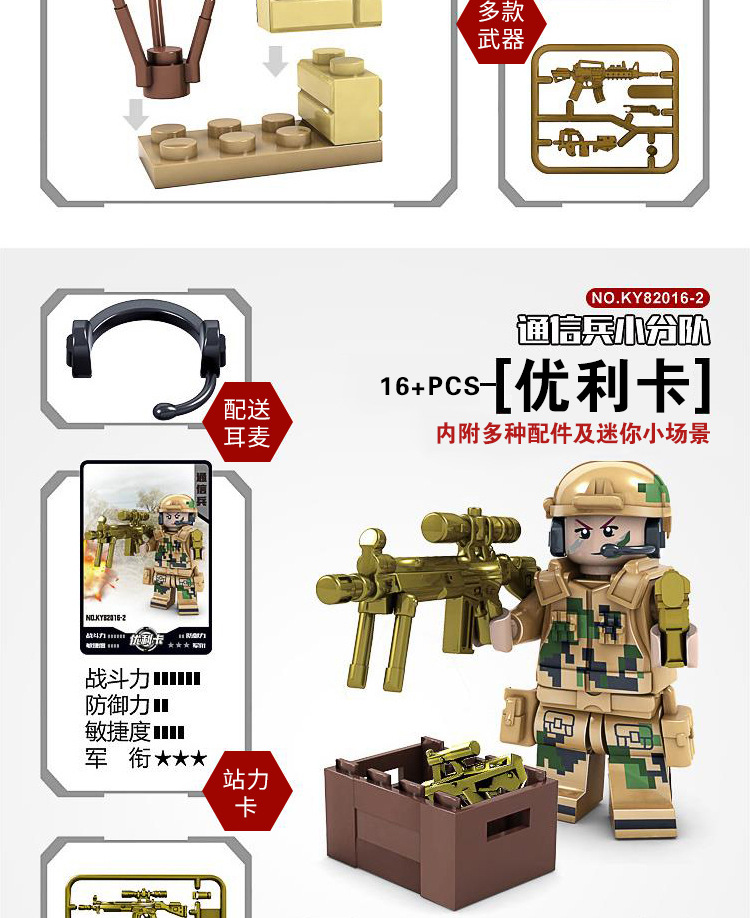 兼容乐高军事人仔拼装积木战狼特种兵儿童玩具开智82016