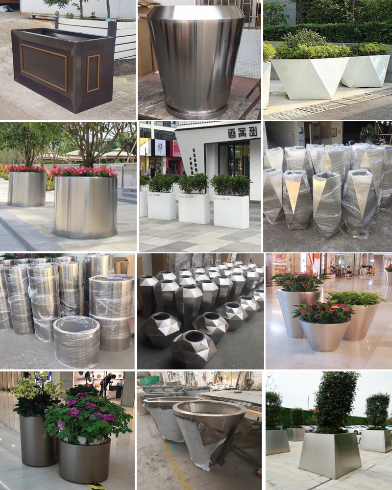 园林绿化不锈钢种植槽 广场金属花箱组合 户外创意不锈钢拉丝花盆