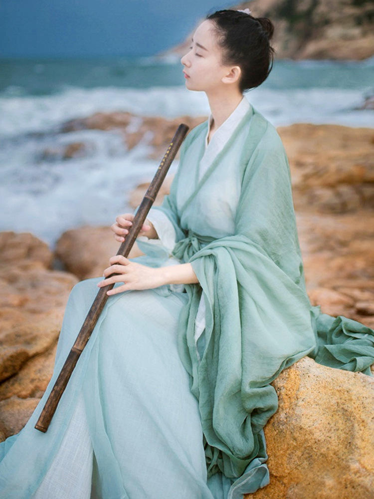 清平调 男女款魏晋风传统汉服春夏纯色大袖衫古装清淡交领襦裙