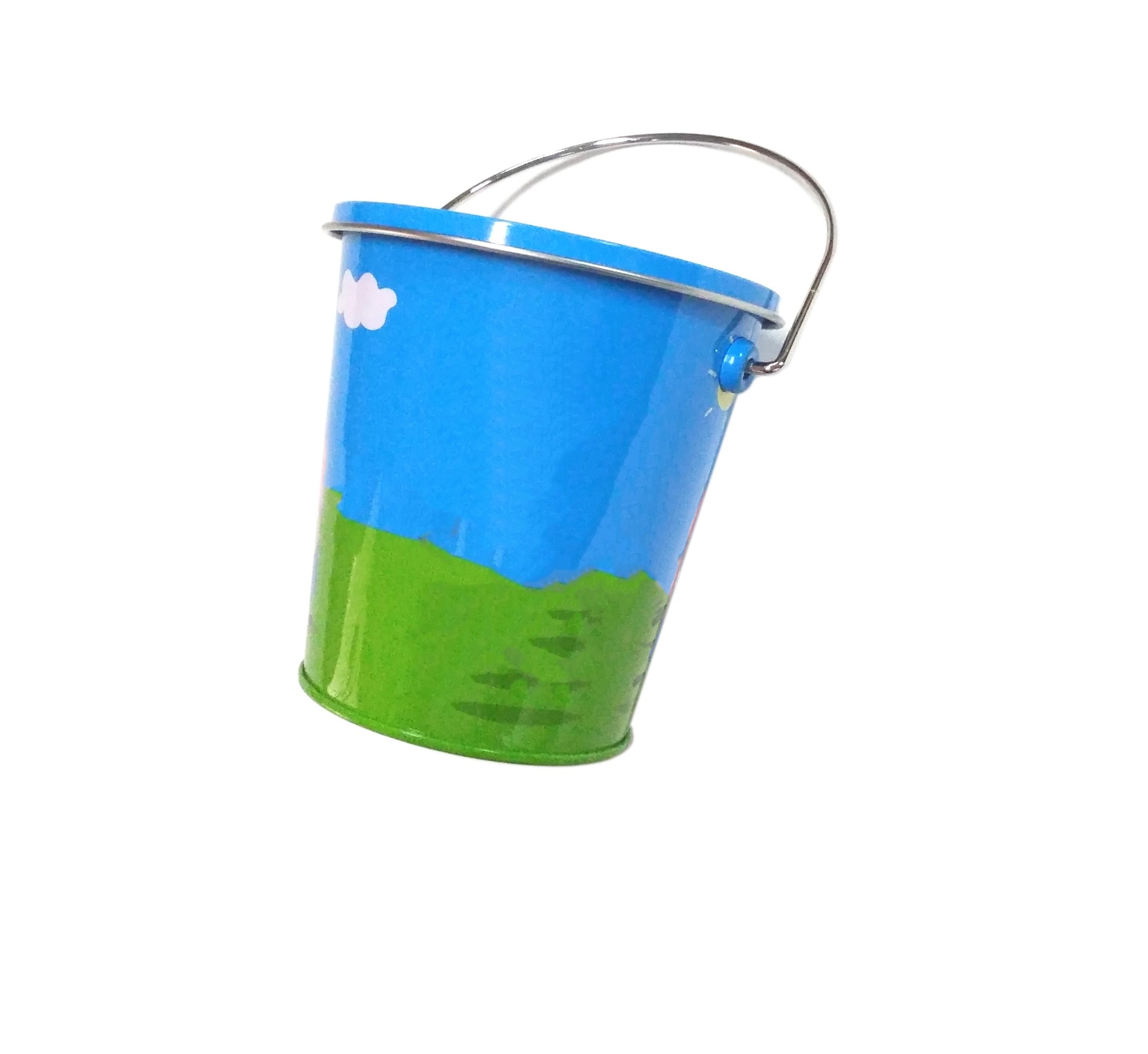 马口铁圆盖手提水桶 儿童沙滩玩具桶 糖果零食包装罐厂家创意定制