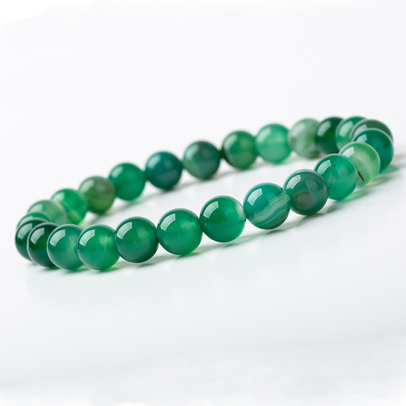 新款创意绿色玛瑙紫水晶手串绿条纹手饰手链厂家批发8mm
