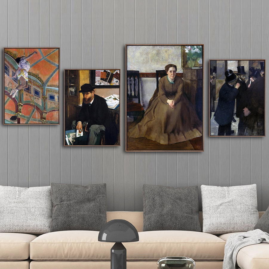 法国艺术微喷打印画芯古典edgar degas 埃德加·德加 在咖啡屋