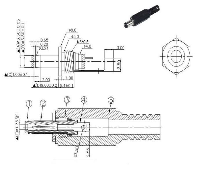 5mm*1.3/直流dc母头母座/直流电源母座公头