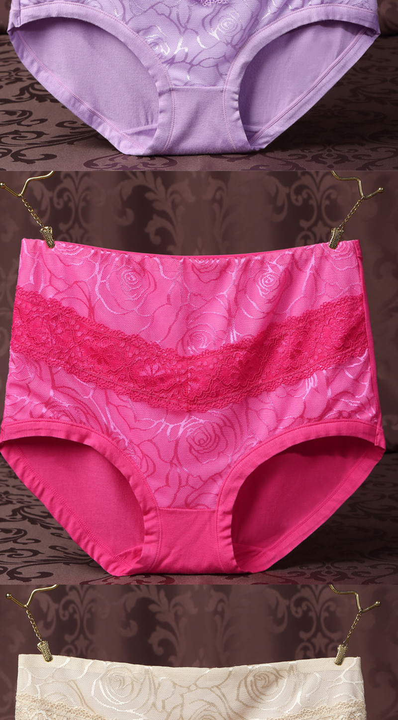 新款大码三角裤女 收腹透气高腰内裤 蕾丝女士高腰内裤提臀批发