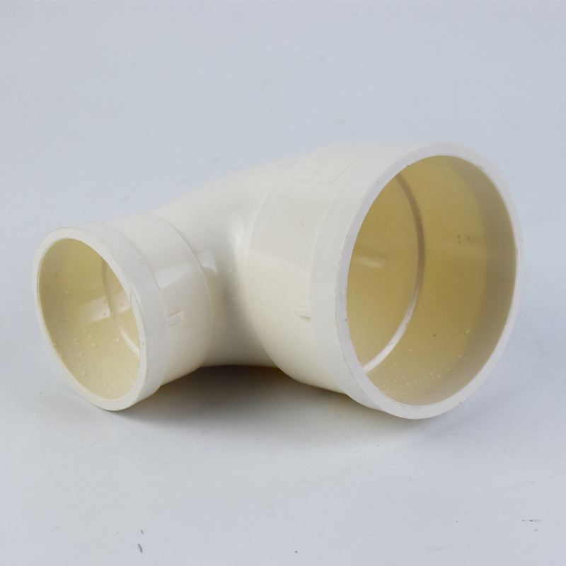 pvc白色变径排水管大小75mm转50mm90度弯头