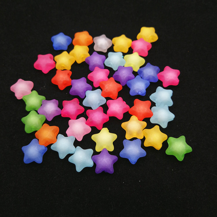 哑光星星形状磨砂五角星珠中珠 儿童项链手链饰品配件diy串珠材料