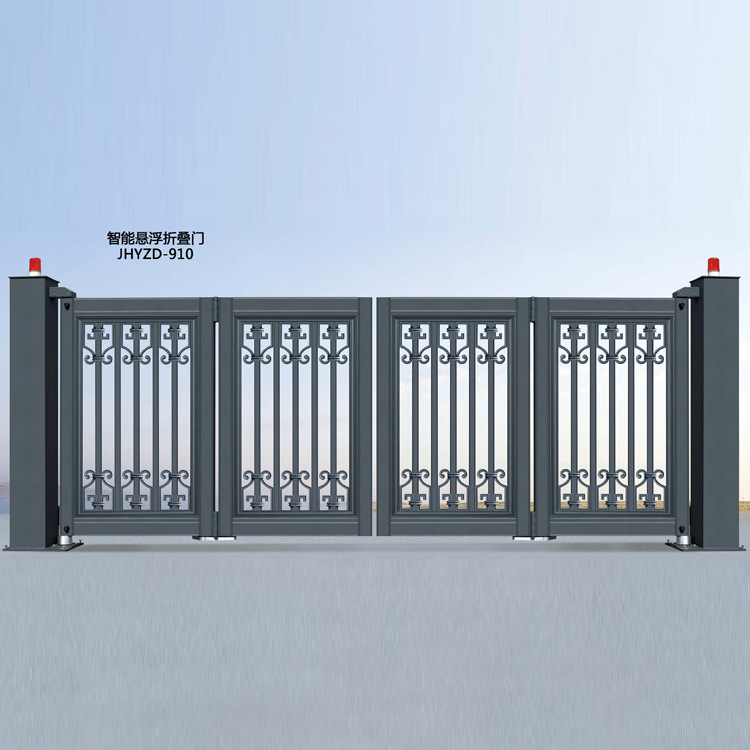 专业定制批发智能悬浮折叠门 别墅大门豪华铝艺悬浮摆折门安装