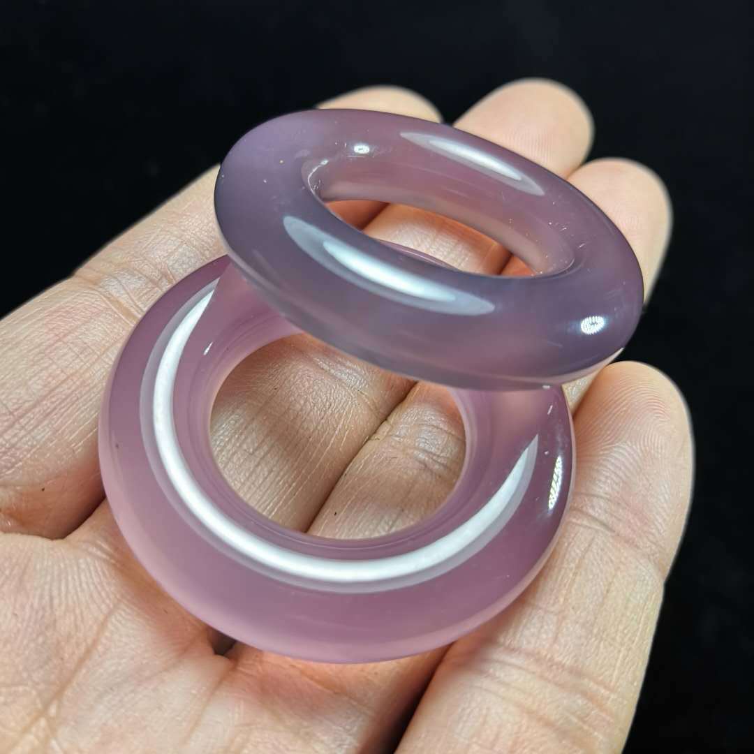 手工diy禁步汉服配饰玉环挂件包挂 情侣款冰润帝王紫玉髓玛瑙环