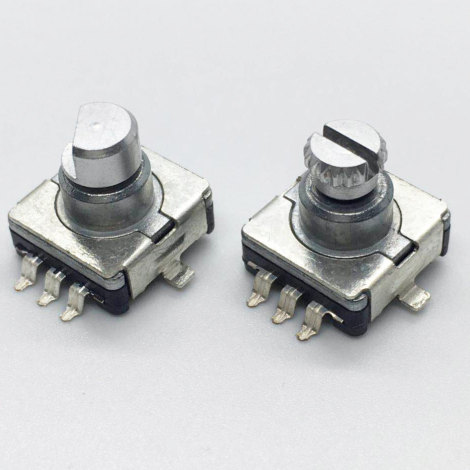 ec11微型旋转编码器带开关立式插件贴片耐高温30位短柄编码开关