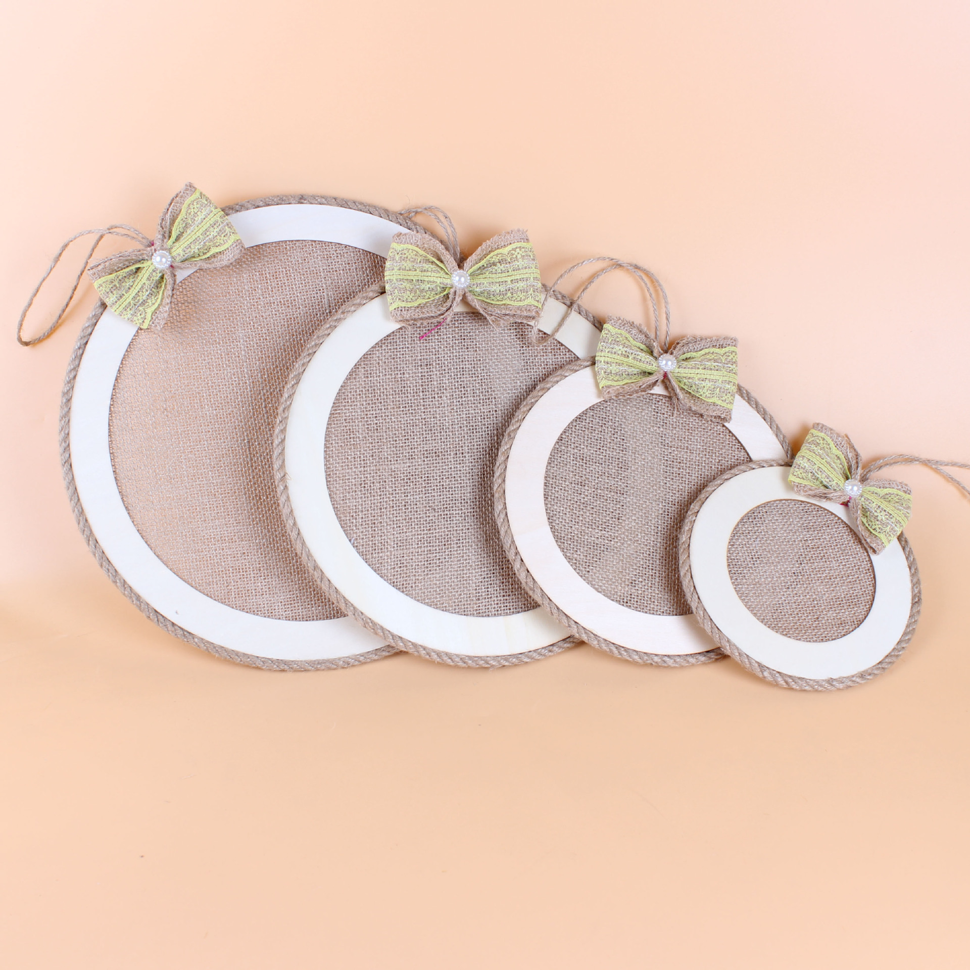 田园风麻布框场地布置装饰挂饰儿童环创材料diy产品麻绳简约制作