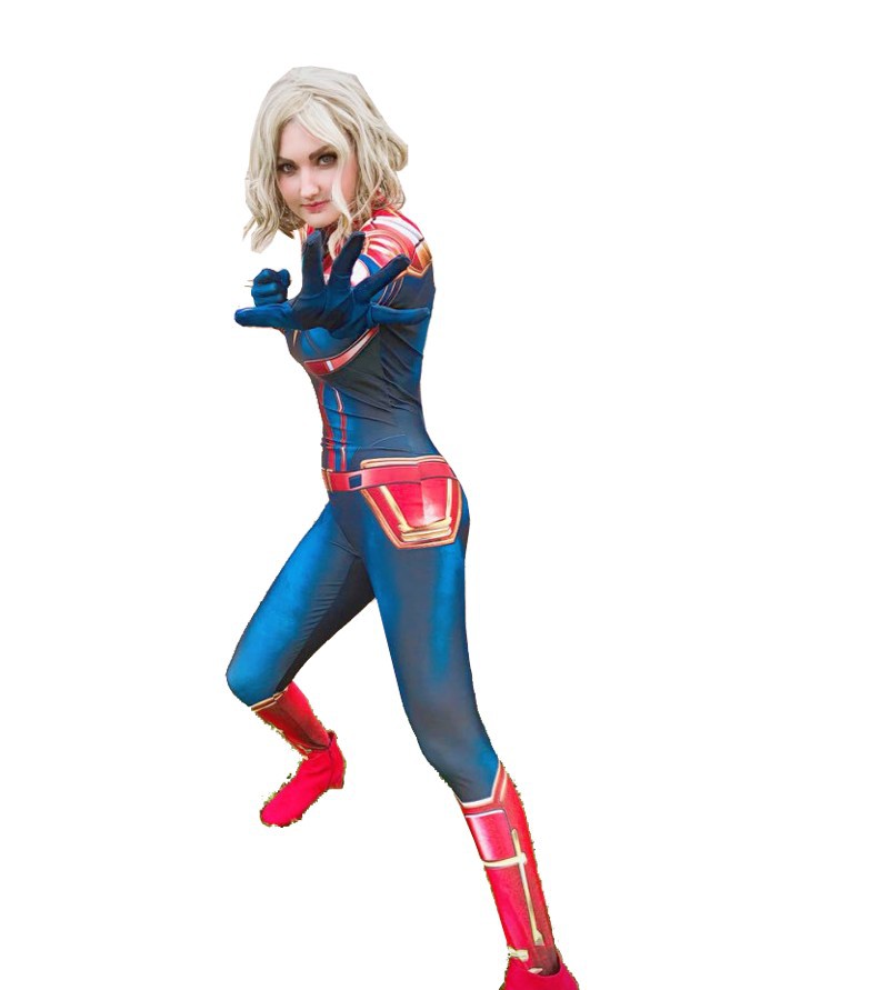 惊奇队长cosplay连体衣captainmarvel女英雄紧身衣舞会服装复联4
