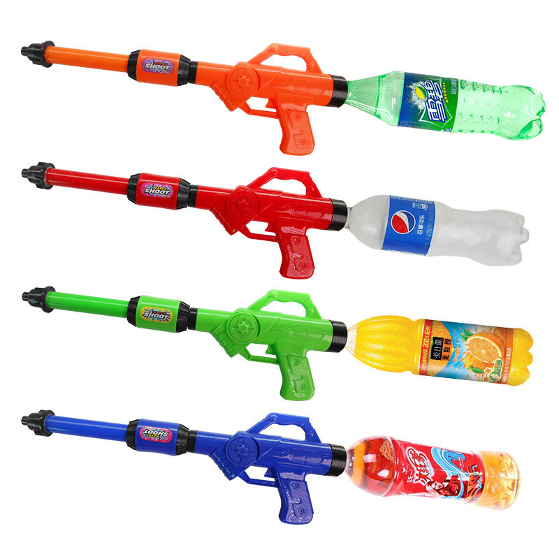 户外儿童地摊玩具漂流可乐饮料矿泉水瓶塑料抽拉式水枪货源批发