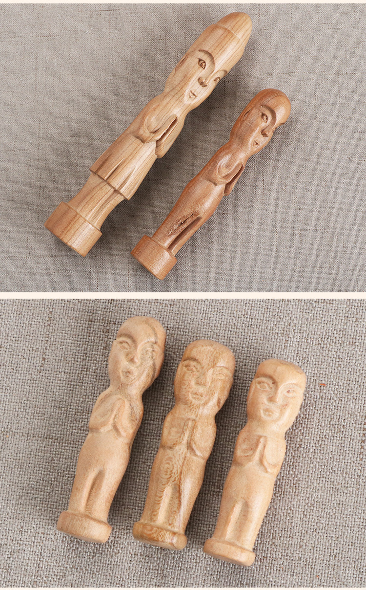 厂家供应 桃木人 本命年挂饰摆件男女款无漆木雕工艺品