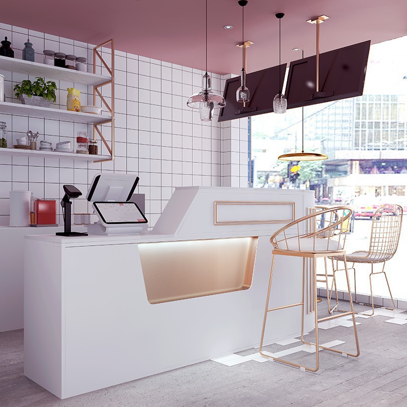 北欧服装店收银台创意咖啡厅奶茶店前台时尚网红店餐饮店铁艺吧台