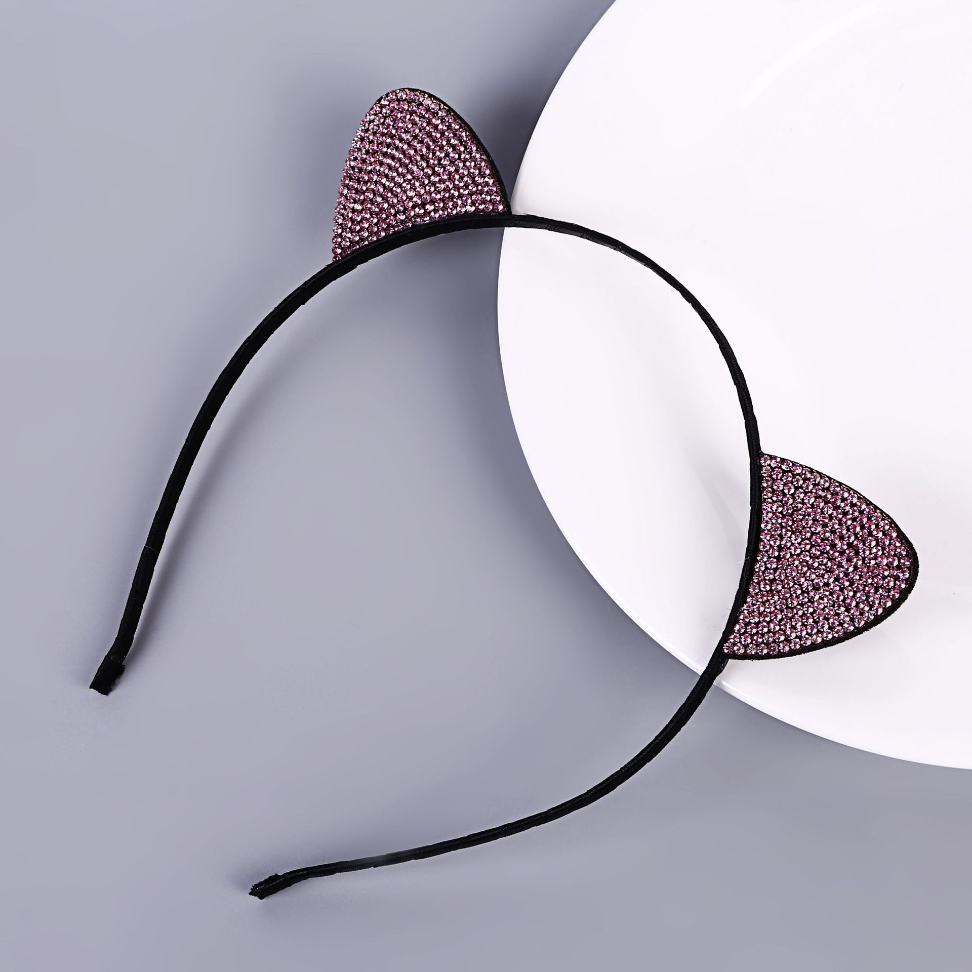 精美水钻无纺布猫耳朵发箍头饰儿童布艺发夹明星同款头箍厂家批发