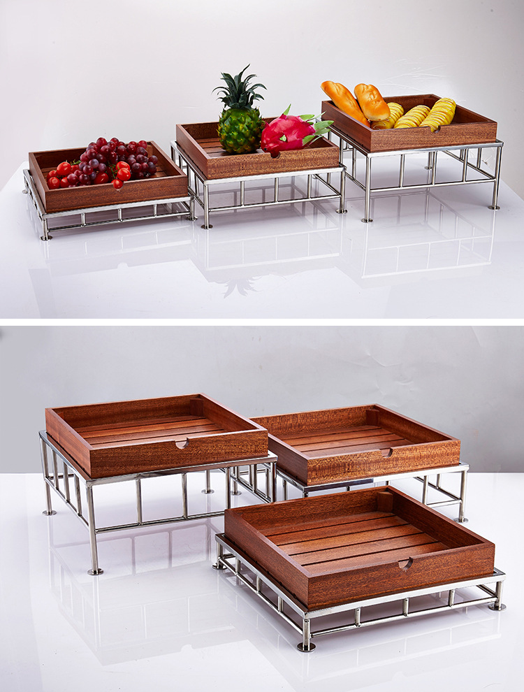 新款不锈钢糕点架正方形点心架自助餐甜品台展示架果盘食物面包架