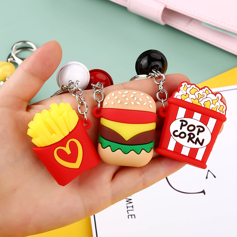 Korean Style Creative Cute Unique Key Pendants Cartoon Key Button Bag Accessories Men and Women Car Key Ring