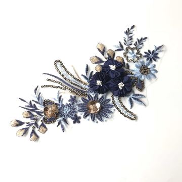 珠片刺绣底布贴手工立体花彩色花朵时尚女装补丁diy花片蕾丝花边