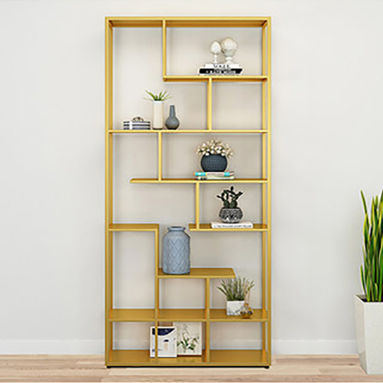 现代轻奢落地置物架艺术品多层展示架西餐厅铁艺隔断架杂物收纳架