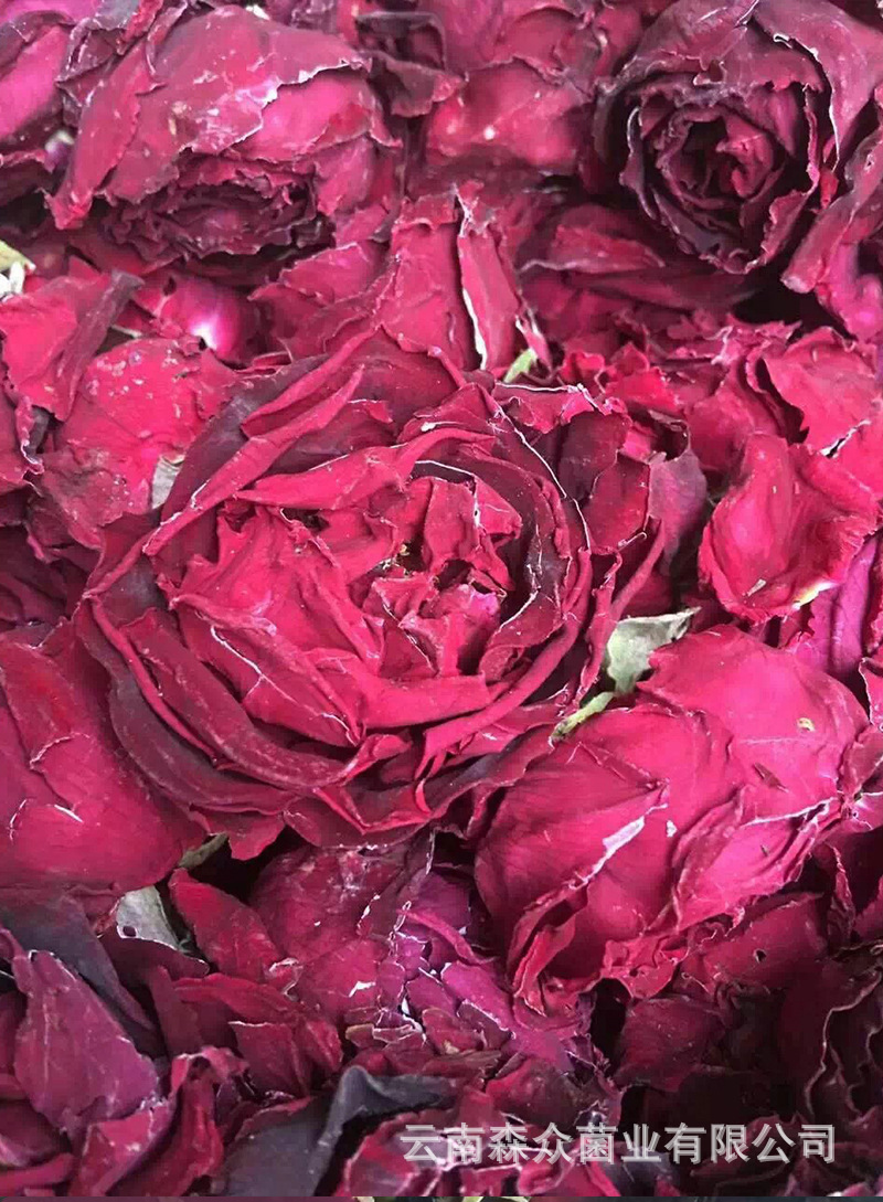 批发墨红玫瑰 玫瑰花茶云南食用花 重瓣花冠冻干烤干散装产地直销
