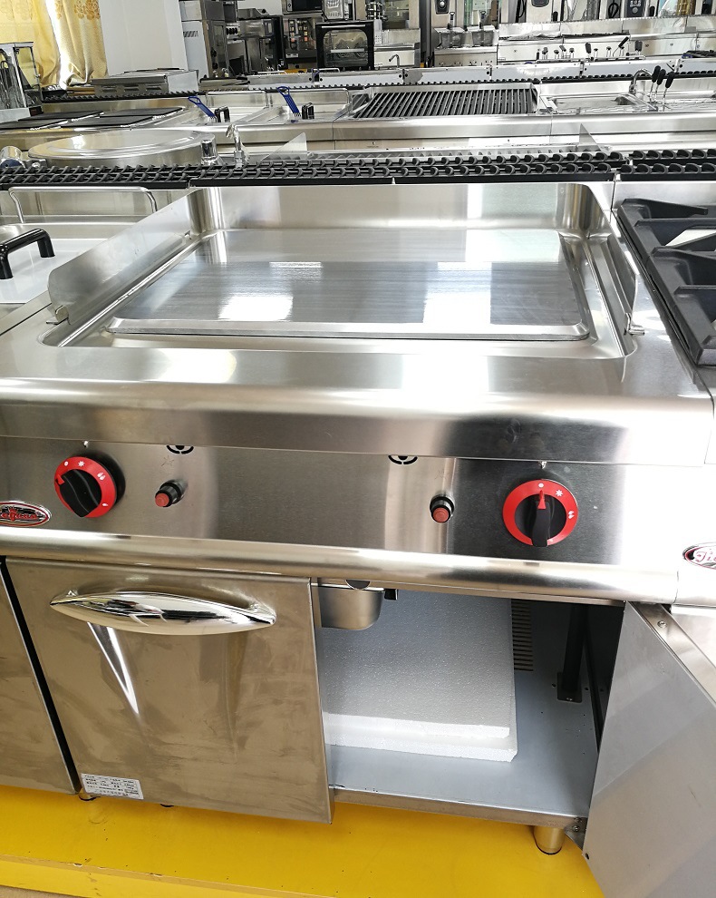 杰冠gh-986d立式燃气扒炉连柜座 煤气铁板烧炉 商用天然气平扒炉