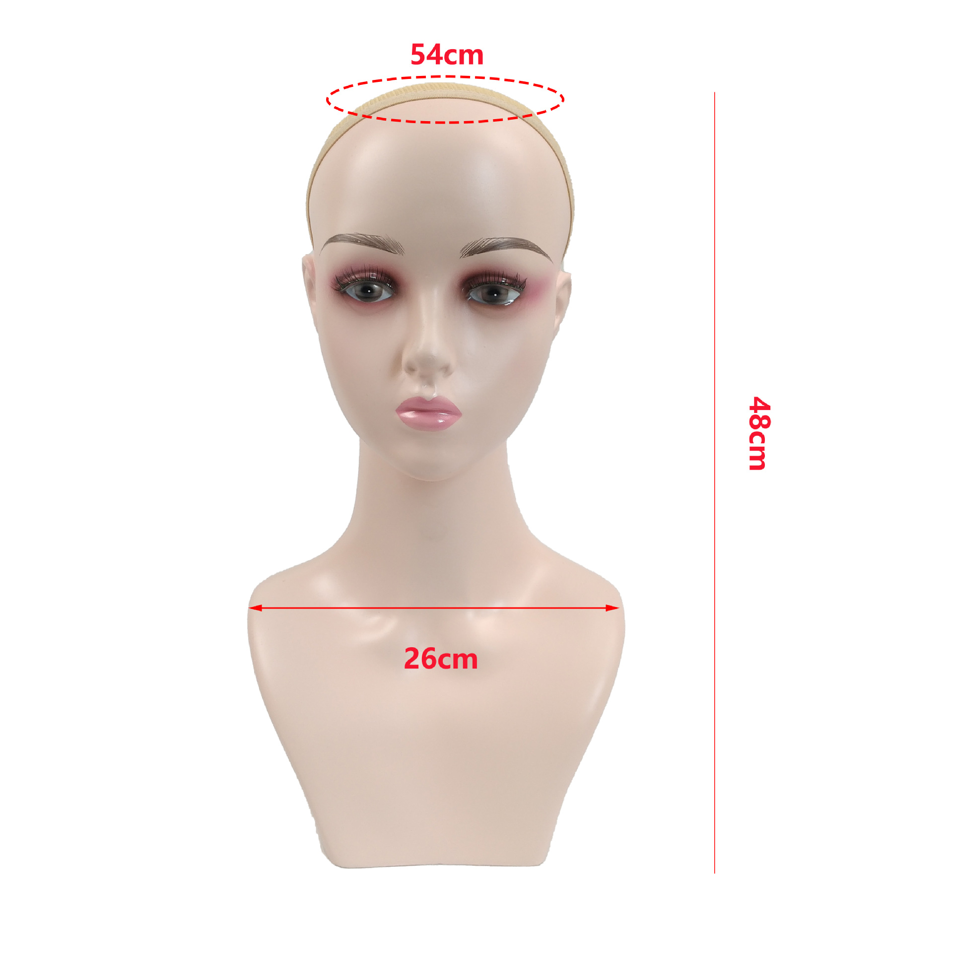 假发双肩头模道具少女粉妆模特头模假人头假发帽子饰品展示支架