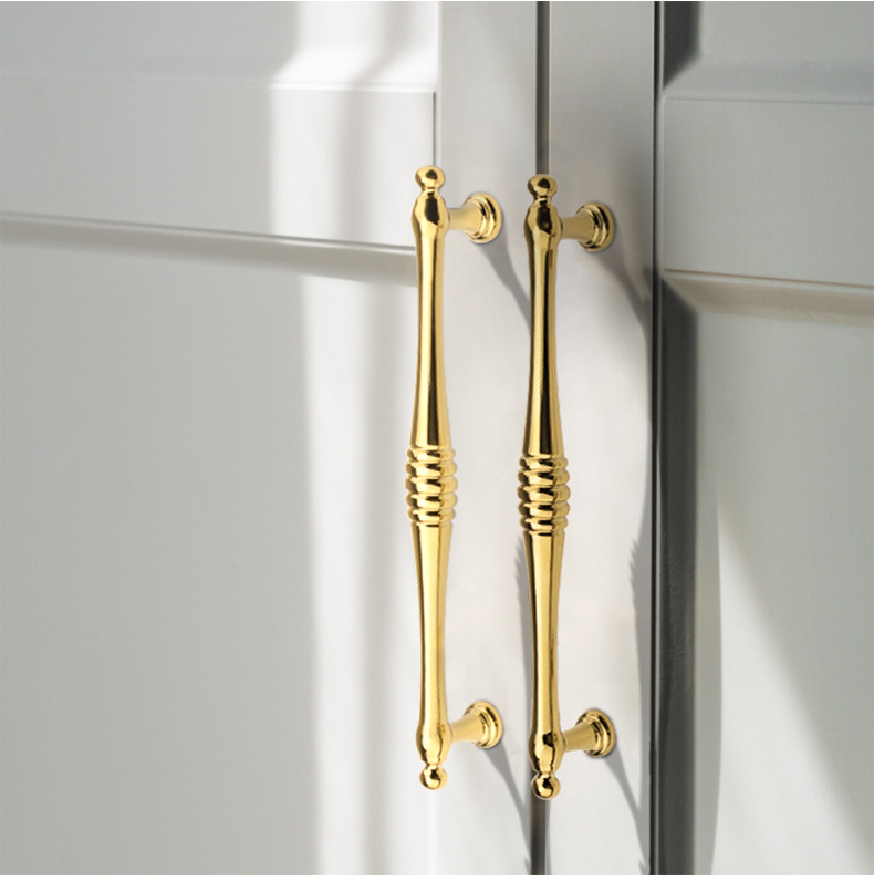 高端轻奢柜门拉手金色橱柜大衣柜门把手奢华瑞士金鞋柜酒柜小拉手-阿