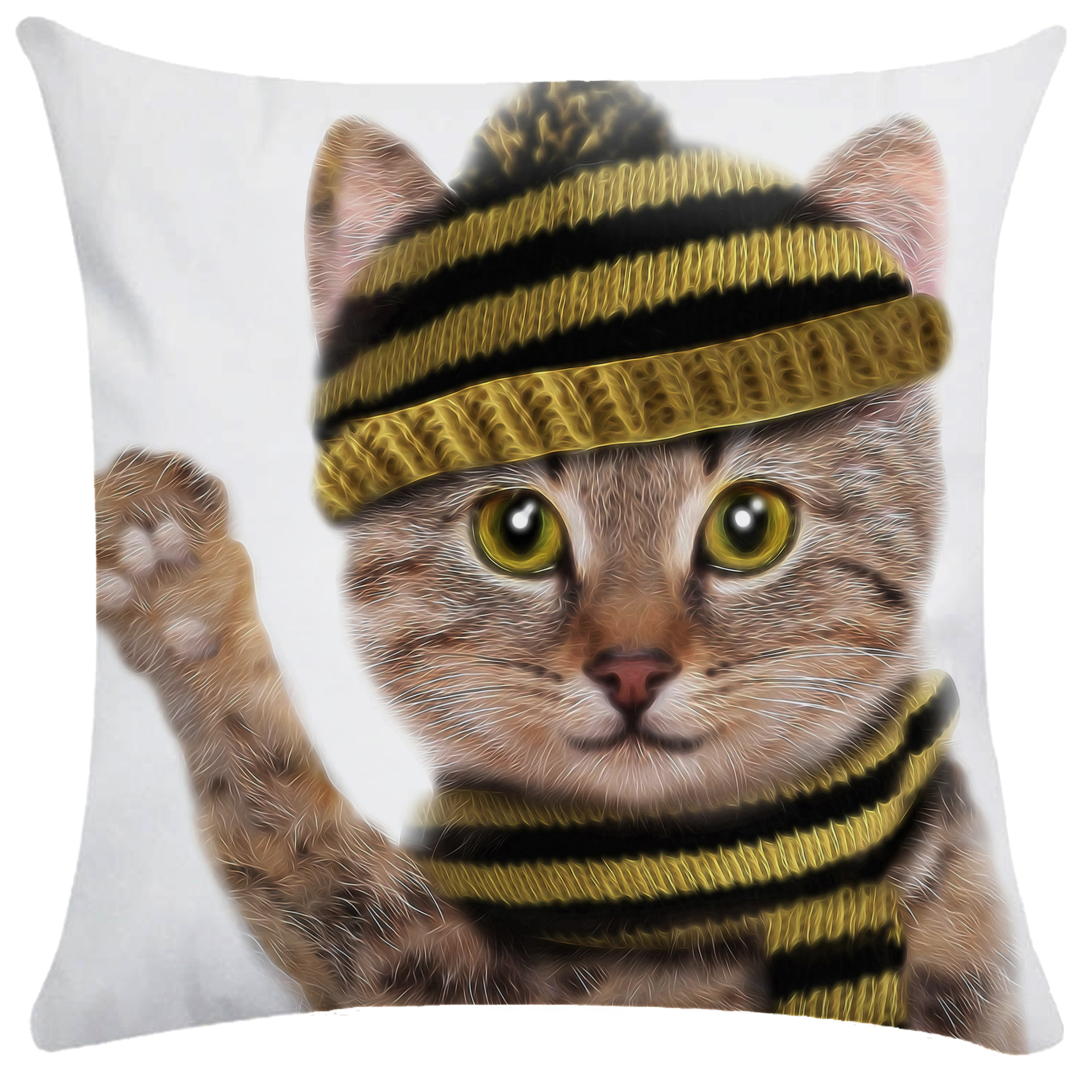 可爱搞怪动物猫咪枕套超柔短毛绒雨林单双面抱枕靠枕亚马逊爆款