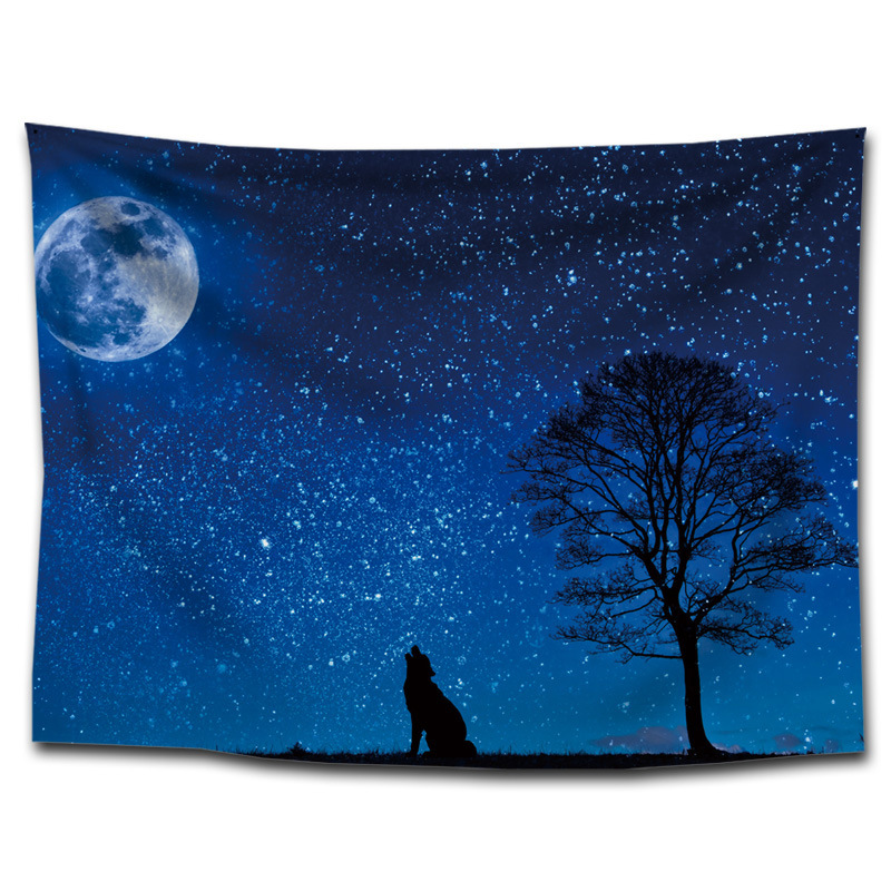 星空梦幻狼挂毯坐毯壁挂沙发巾家居挂画装饰北欧风挂布ins背景布