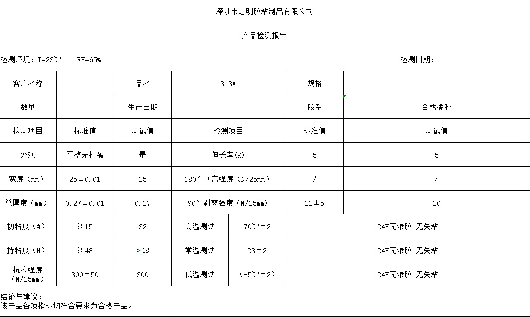 纤维胶带检测报告
