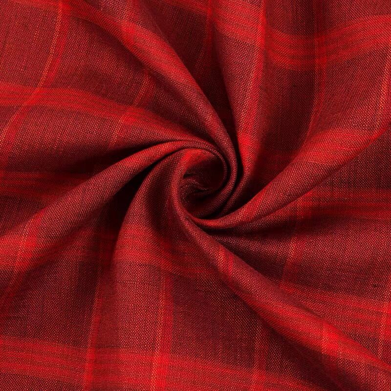 亚麻格子布料 士林纯亚麻色织布 亚麻衬衫面料色织格服装面料