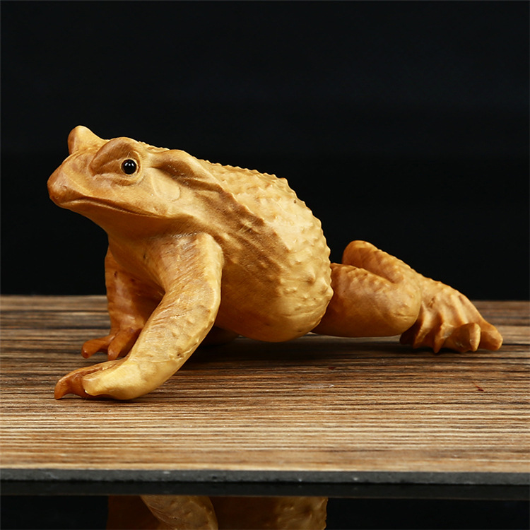 黄杨木雕手把件青蛙镇宅辟邪工艺品手工精品茶宠金蟾招财摆件