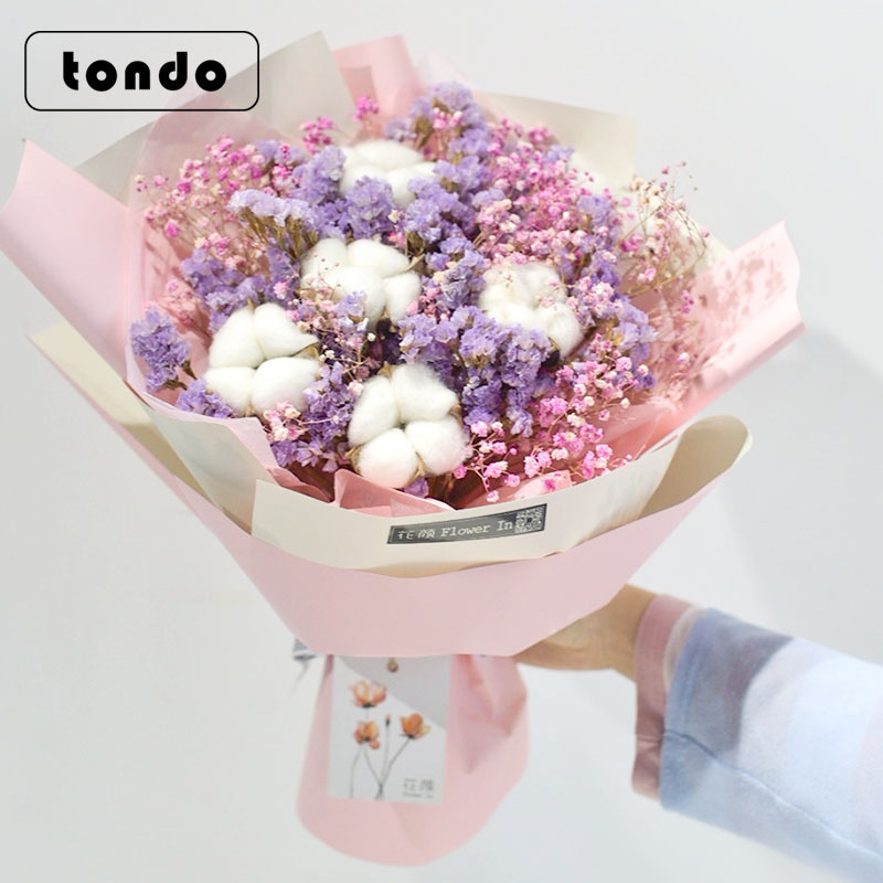 唐德圣诞节礼物圣诞花束棉花干花家居装饰拍照道具氛围装饰10支