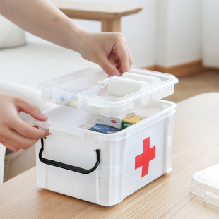 手提大号医药箱收纳盒家用分层分格透明家庭医疗箱医用急救箱