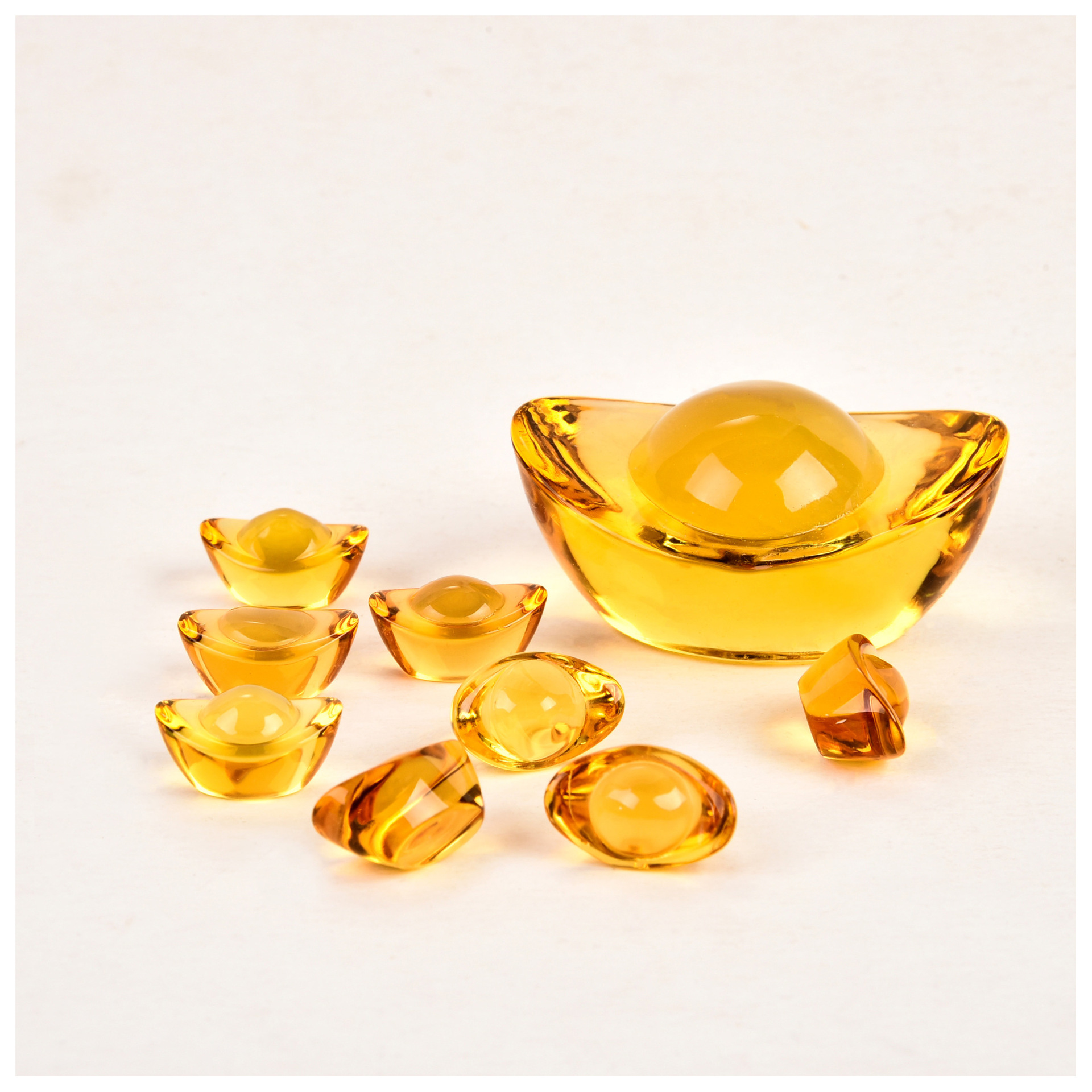 水晶元宝摆件 黄水晶元宝客厅摆件开业礼品家居装饰