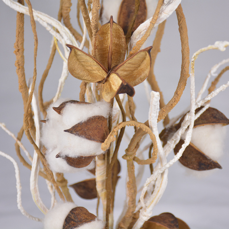 厂家批发手工棉花壳 单支多头发泡棉花 干花工艺品 家居摆设装饰