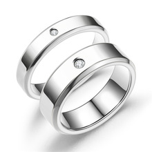 新款欧美爆款钛钢双斜边高档钻石戒指情侣对戒跨境专供源头厂家