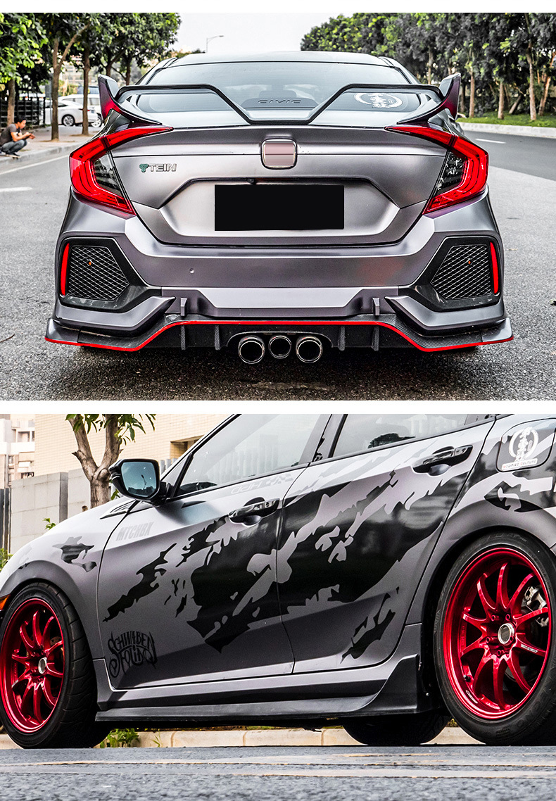 typer-r十代思域改装思域前杠大包围16款十代新思域宽体前杠中网