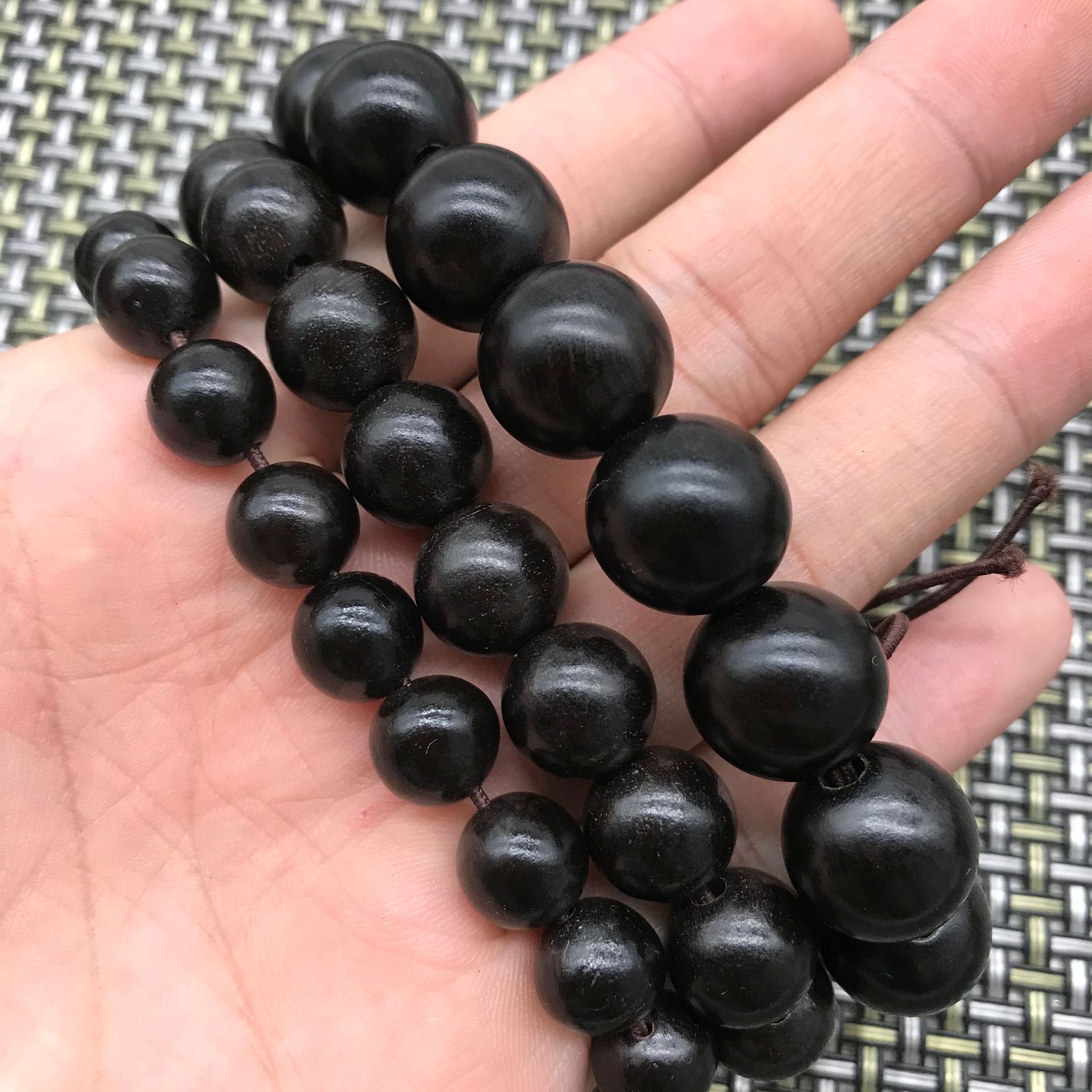 5 乌木紫光檀佛珠手链木质老料沉水高密度念珠文玩批发
