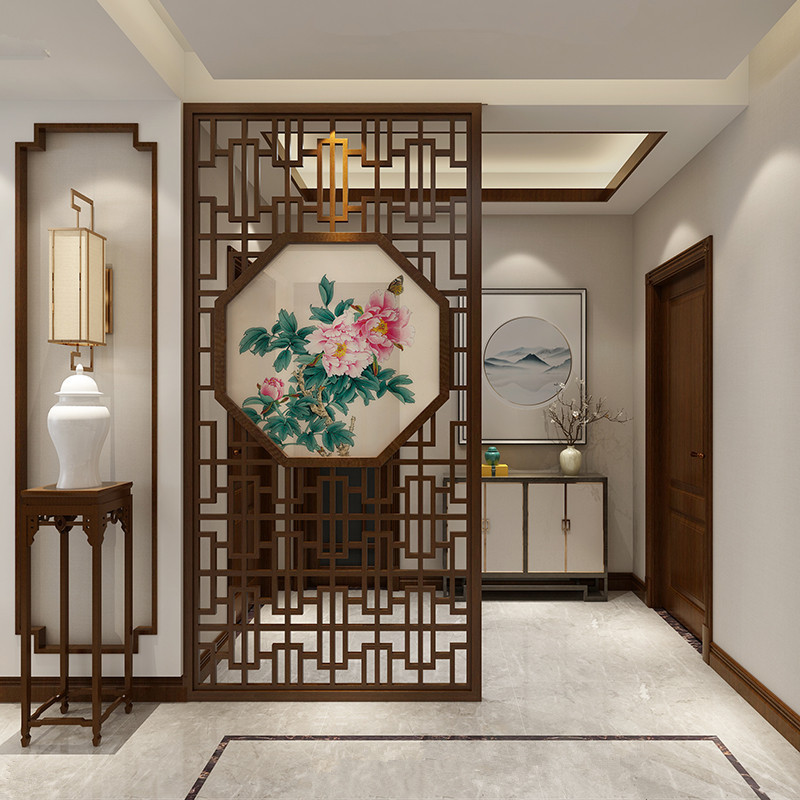 新中式实木屏风隔断入户客厅简约屏风中式装饰餐厅木质隔断墙屏风