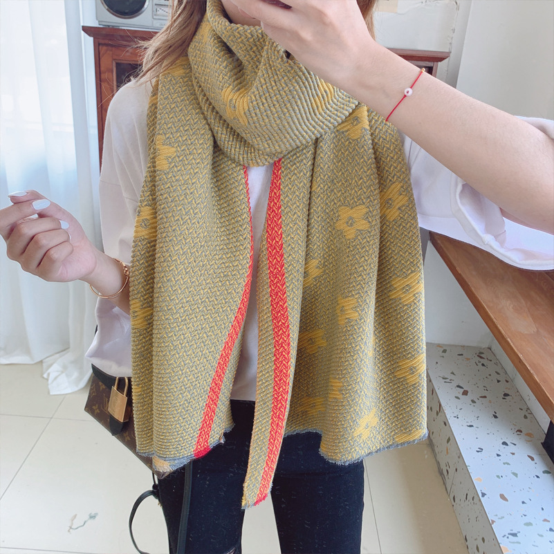 Autumn and Winter New Scarf Women's Cashmere-like Long Warm Scarf Sweet and Colorful Edge Xuan Ya Little Flowers Shawl