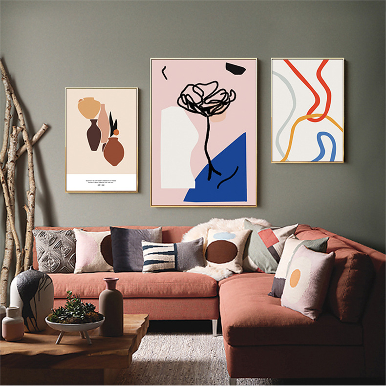 现代北欧客厅抽象装饰画工作室小清新墙面挂画服装店时尚创意壁画