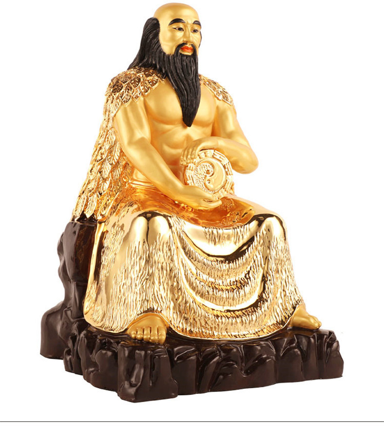 台湾纯铜鎏金伏羲神像八卦人文祖神伏羲大帝人王人文始祖摆件