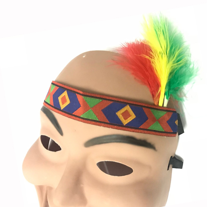 批发 印第安羽毛酋长头饰 儿童表演舞会装扮道具 cos彩色野人帽子