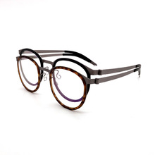 姜文同款玳瑁色眼镜架丹麦品质纯钛全框超轻男女复古圆框眼镜框