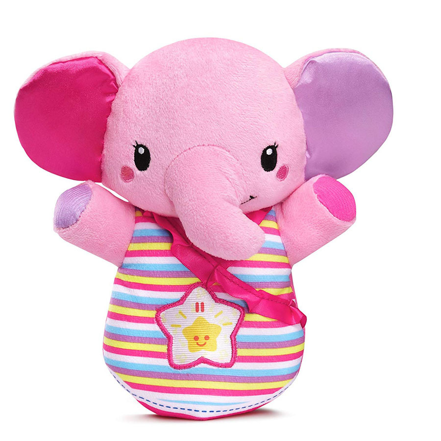 a609新生儿宝宝毛绒玩具粉色大象婴幼儿玩偶婴儿玩具幼儿早教摇铃